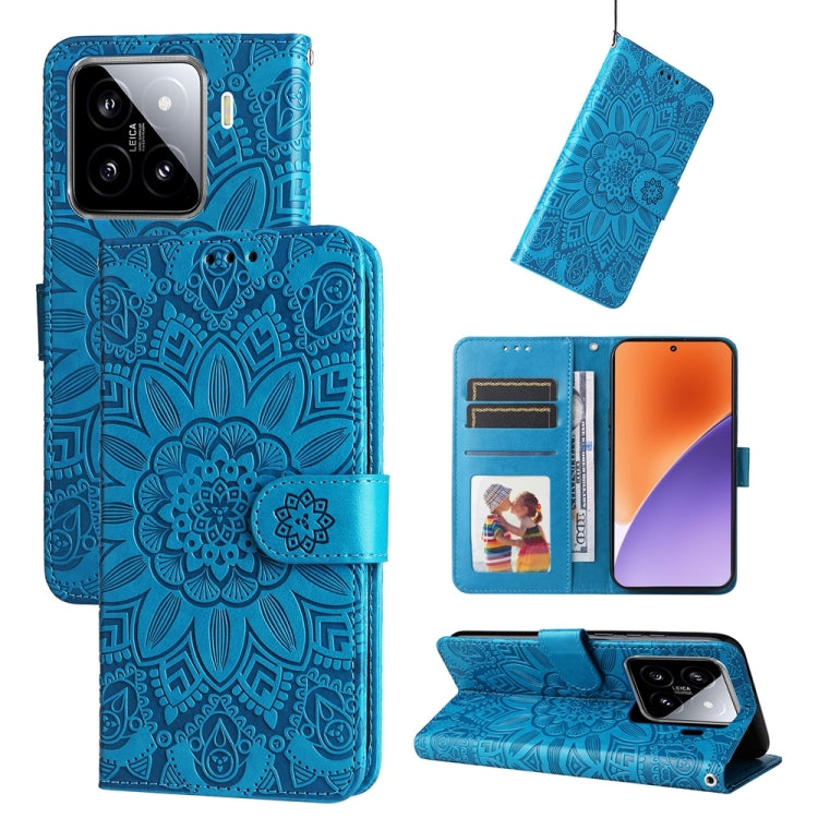 Embossed Sunflower Leather Phone Case, For Xiaomi 15T 5G, For Xiaomi 15 Ultra, For Xiaomi 15 Pro, For Xiaomi 15, For Xiaomi 14T Pro, For Xiaomi 14T, For Xiaomi Poco F6
