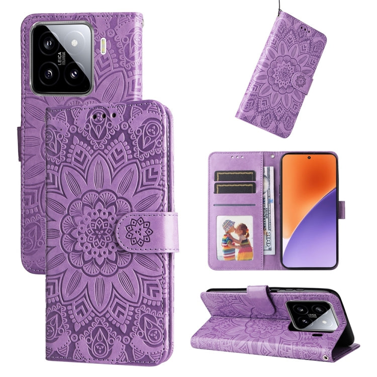 Embossed Sunflower Leather Phone Case, For Xiaomi 15T 5G, For Xiaomi 15 Ultra, For Xiaomi 15 Pro, For Xiaomi 15, For Xiaomi 14T Pro, For Xiaomi 14T, For Xiaomi Poco F6