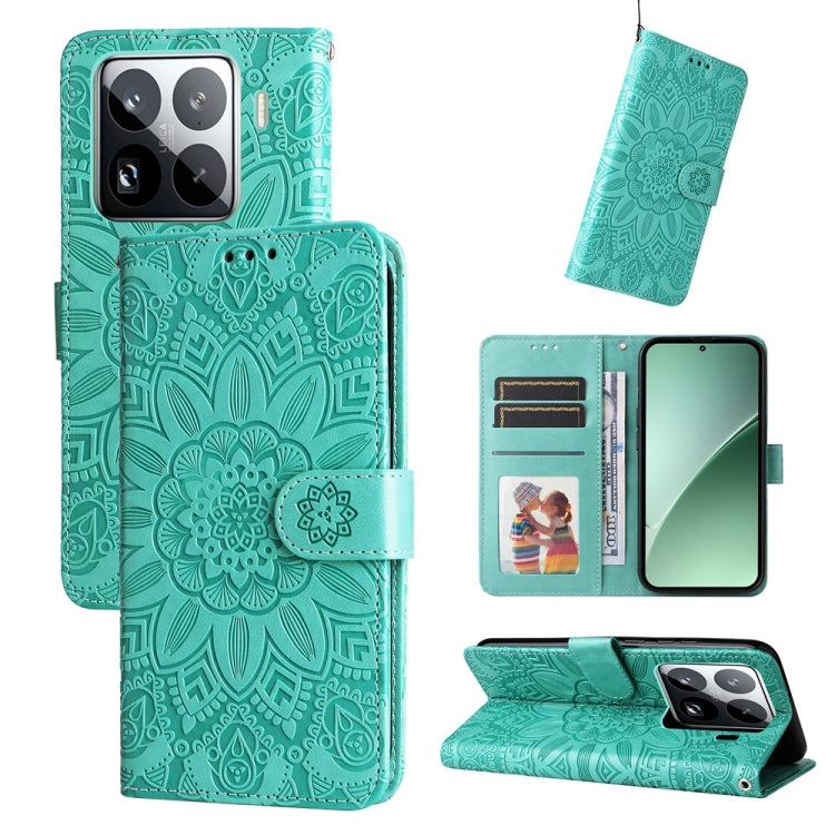 Embossed Sunflower Leather Phone Case, For Xiaomi 15T 5G, For Xiaomi 15 Ultra, For Xiaomi 15 Pro, For Xiaomi 15, For Xiaomi 14T Pro, For Xiaomi 14T, For Xiaomi Poco F6