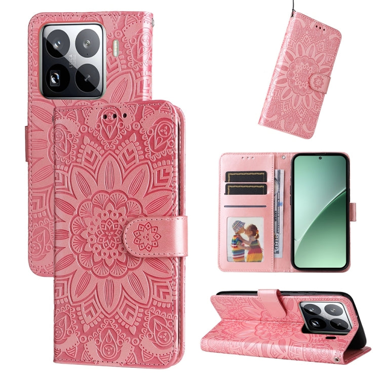 Embossed Sunflower Leather Phone Case, For Xiaomi 15T 5G, For Xiaomi 15 Ultra, For Xiaomi 15 Pro, For Xiaomi 15, For Xiaomi 14T Pro, For Xiaomi 14T, For Xiaomi Poco F6