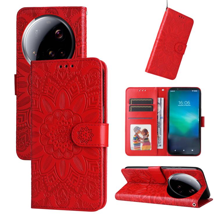 Embossed Sunflower Leather Phone Case, For Xiaomi 15T Pro 5G, For Xiaomi 15T 5G, For Xiaomi 15 Ultra, For Xiaomi 15 Pro, For Xiaomi 15, For Xiaomi 14T Pro, For Xiaomi 14T, For Xiaomi Poco F6