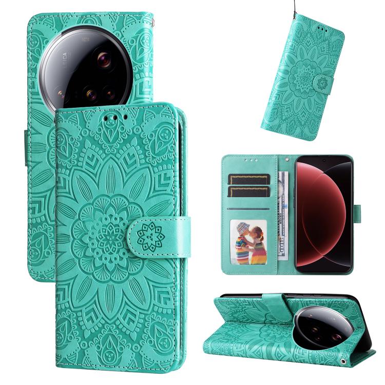 Embossed Sunflower Leather Phone Case, For Xiaomi 15T Pro 5G, For Xiaomi 15T 5G, For Xiaomi 15 Ultra, For Xiaomi 15 Pro, For Xiaomi 15, For Xiaomi 14T Pro, For Xiaomi 14T, For Xiaomi Poco F6