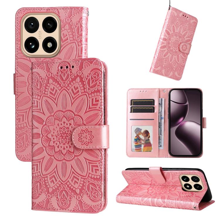 Embossed Sunflower Leather Phone Case, For Xiaomi 15T Pro 5G, For Xiaomi 15T 5G, For Xiaomi 15 Ultra, For Xiaomi 15 Pro, For Xiaomi 15, For Xiaomi 14T Pro, For Xiaomi 14T, For Xiaomi Poco F6