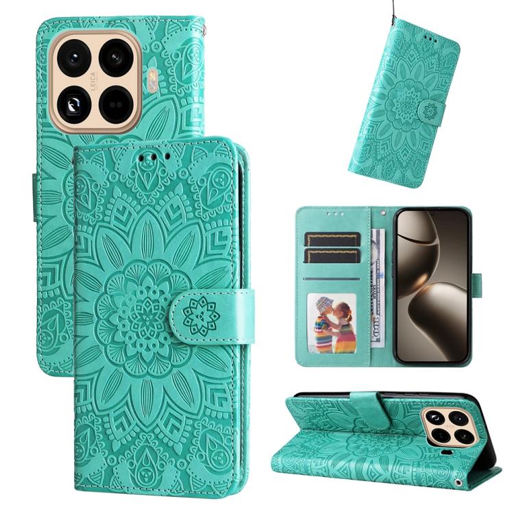 Embossed Sunflower Leather Phone Case, For Xiaomi 15T Pro 5G, For Xiaomi 15T 5G, For Xiaomi 15 Ultra, For Xiaomi 15 Pro, For Xiaomi 15, For Xiaomi 14T Pro, For Xiaomi 14T, For Xiaomi Poco F6
