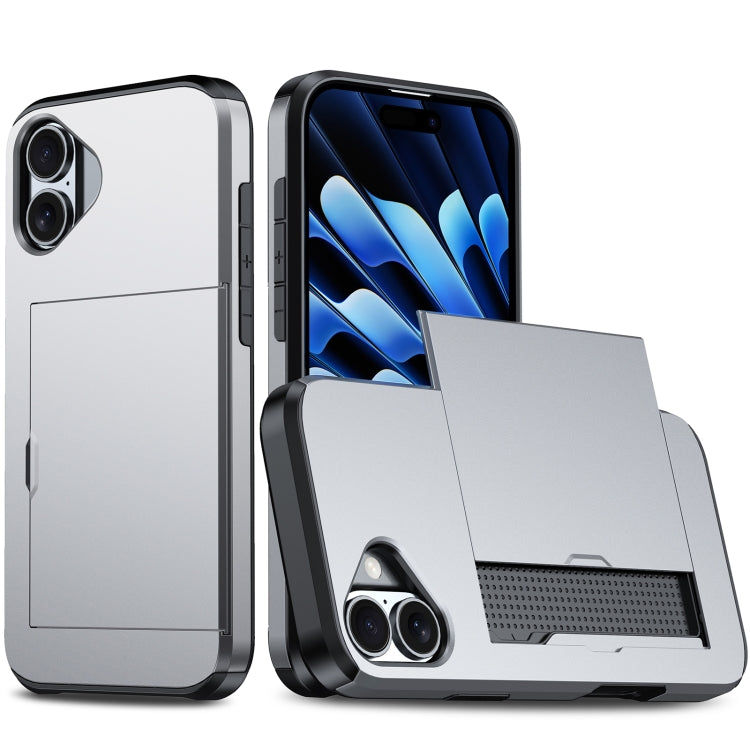 Shockproof Armor Phone Case with Card Slot, For iPhone 16 Pro Max, For iPhone 16 Pro, For iPhone 16 Plus, For iPhone 16