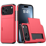 Shockproof Armor Phone Case with Card Slot, For iPhone 18, For iPhone 18 Pro, For iPhone 18 Pro Max, For iPhone 17e / 16e