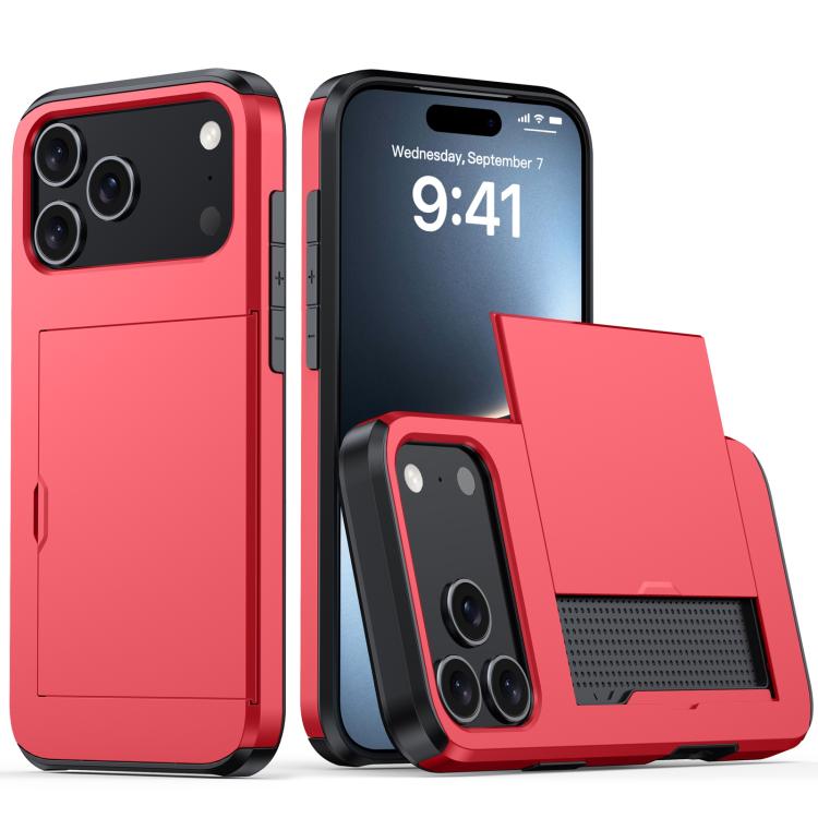 Shockproof Armor Phone Case with Card Slot, For iPhone 18, For iPhone 18 Pro, For iPhone 18 Pro Max, For iPhone 17e / 16e