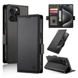 Side Buckle Magnetic Frosted Leather Phone Case, For iPhone 16 Pro, For iPhone 16 Plus, For iPhone 16, For iPhone 15 Pro Max, For iPhone 15 Pro, For iPhone 15 Plus