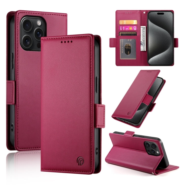 Side Buckle Magnetic Frosted Leather Phone Case, For iPhone 16 Pro, For iPhone 16 Plus, For iPhone 16, For iPhone 15 Pro Max, For iPhone 15 Pro, For iPhone 15 Plus