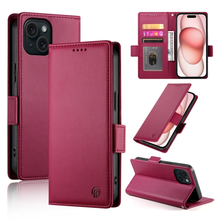 Side Buckle Magnetic Frosted Leather Phone Case, For iPhone 15, For iPhone 14 Plus, For iPhone 14, For iPhone 14 Pro, For iPhone 14 Pro Max, For iPhone SE 2022 / SE 2020 / 8