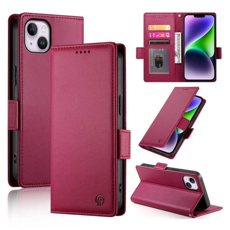 Side Buckle Magnetic Frosted Leather Phone Case, For iPhone 15, For iPhone 14 Plus, For iPhone 14, For iPhone 14 Pro, For iPhone 14 Pro Max, For iPhone SE 2022 / SE 2020 / 8