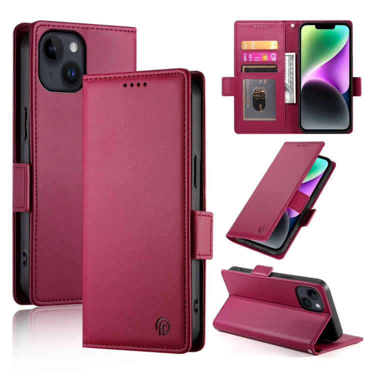 Side Buckle Magnetic Frosted Leather Phone Case, For iPhone 15, For iPhone 14 Plus, For iPhone 14, For iPhone 14 Pro, For iPhone 14 Pro Max, For iPhone SE 2022 / SE 2020 / 8