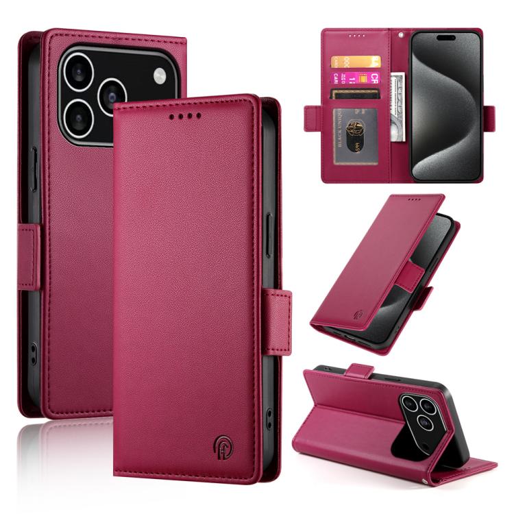 Side Buckle Magnetic Frosted Leather Phone Case, For iPhone 17e / 16e, For iPhone 17 Pro Max, For iPhone 17 Pro, For iPhone 17, For iPhone Air, For iPhone 16 Pro Max