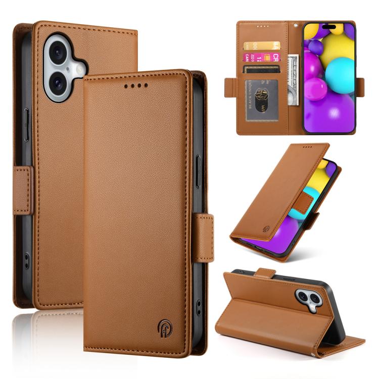 Side Buckle Magnetic Frosted Leather Phone Case, For iPhone 17e / 16e, For iPhone 17 Pro Max, For iPhone 17 Pro, For iPhone 17, For iPhone Air, For iPhone 16 Pro Max