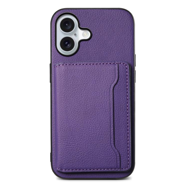 Calf Texture Card Bag Design Full Coverage Phone Case, For iPhone 17 Pro Max, For iPhone 17 Pro, For iPhone 17, For iPhone Air, For iPhone 16 Pro Max, For iPhone 16 Pro, For iPhone 16 Plus, For iPhone 16