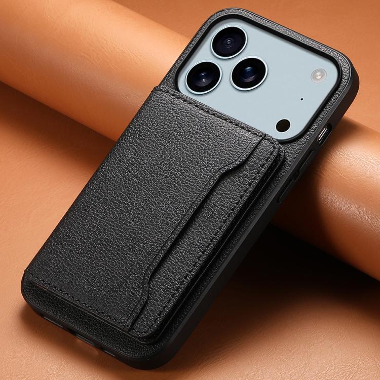 Calf Texture Card Bag Design Full Coverage Phone Case, For iPhone 17 Pro Max, For iPhone 17 Pro, For iPhone 17, For iPhone Air, For iPhone 16 Pro Max, For iPhone 16 Pro, For iPhone 16 Plus, For iPhone 16