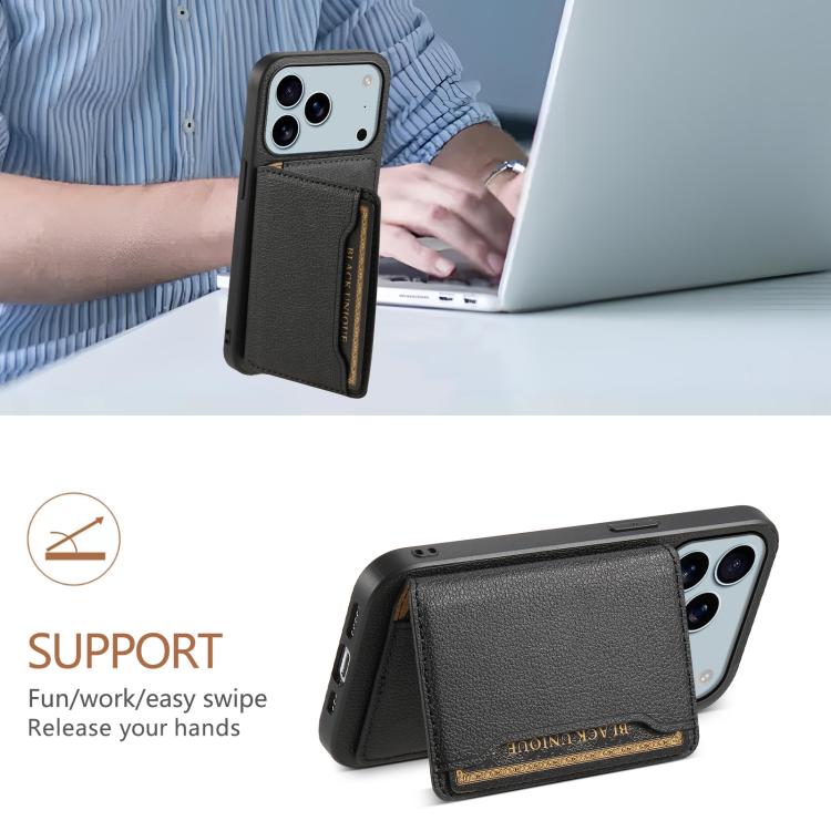Calf Texture Card Bag Design Full Coverage Phone Case, For iPhone 17 Pro Max, For iPhone 17 Pro, For iPhone 17, For iPhone Air, For iPhone 16 Pro Max, For iPhone 16 Pro, For iPhone 16 Plus, For iPhone 16