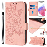 Embossed Rose RFID Anti-theft Leather Phone Case, For iPhone 14 Pro Max, For iPhone SE 2022 / SE 2020 / 8 / 7, For iPhone 13 Pro Max, For iPhone 13 Pro, For iPhone 13 mini, For iPhone 12  / 12 Pro, For iPhone 12 Pro Max, For iPhone 12 mini