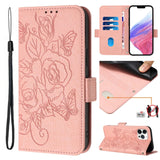 Embossed Rose RFID Anti-theft Leather Phone Case, For iPhone 14 Pro Max, For iPhone SE 2022 / SE 2020 / 8 / 7, For iPhone 13 Pro Max, For iPhone 13 Pro, For iPhone 13 mini, For iPhone 12  / 12 Pro, For iPhone 12 Pro Max, For iPhone 12 mini