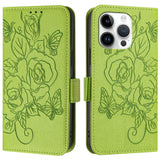 Embossed Rose RFID Anti-theft Leather Phone Case, For iPhone 14 Pro Max, For iPhone SE 2022 / SE 2020 / 8 / 7, For iPhone 13 Pro Max, For iPhone 13 Pro, For iPhone 13 mini, For iPhone 12  / 12 Pro, For iPhone 12 Pro Max, For iPhone 12 mini