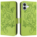 Embossed Rose RFID Anti-theft Leather Phone Case, For iPhone 16, For iPhone 15 Pro Max, For iPhone 15 Pro, For iPhone 15 Plus, For iPhone 15, For iPhone 14 Plus, For iPhone 14 / 13, For iPhone 14 Pro