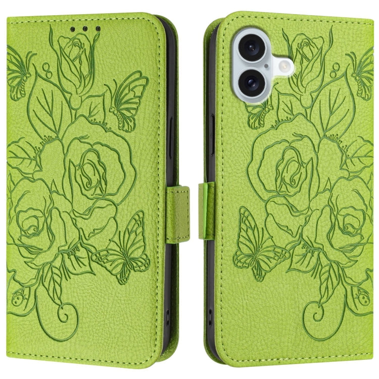 Embossed Rose RFID Anti-theft Leather Phone Case, For iPhone 16, For iPhone 15 Pro Max, For iPhone 15 Pro, For iPhone 15 Plus, For iPhone 15, For iPhone 14 Plus, For iPhone 14 / 13, For iPhone 14 Pro