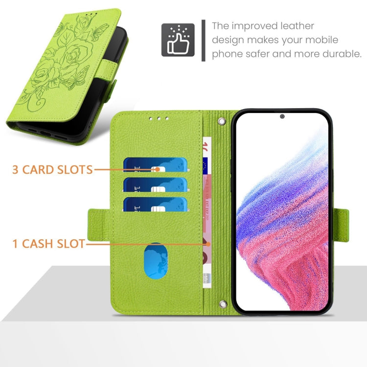 Embossed Rose RFID Anti-theft Leather Phone Case, For iPhone 16, For iPhone 15 Pro Max, For iPhone 15 Pro, For iPhone 15 Plus, For iPhone 15, For iPhone 14 Plus, For iPhone 14 / 13, For iPhone 14 Pro