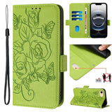 Embossed Rose RFID Anti-theft Leather Phone Case, For iPhone 17 Pro Max, For iPhone 17 Pro, For iPhone 17, For iPhone Air, For iPhone SE 2024, For iPhone 16 Pro Max, For iPhone 16 Pro, For iPhone 16 Plus