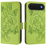 Embossed Rose RFID Anti-theft Leather Phone Case, For iPhone 17 Pro Max, For iPhone 17 Pro, For iPhone 17, For iPhone Air, For iPhone SE 2024, For iPhone 16 Pro Max, For iPhone 16 Pro, For iPhone 16 Plus