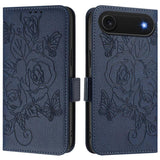 Embossed Rose RFID Anti-theft Leather Phone Case, For iPhone 17 Pro Max, For iPhone 17 Pro, For iPhone 17, For iPhone Air, For iPhone SE 2024, For iPhone 16 Pro Max, For iPhone 16 Pro, For iPhone 16 Plus
