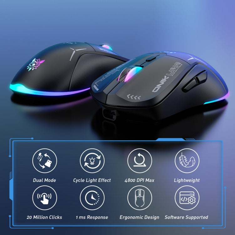 ONIKUMA CW917 RGB 4800DPI Dual Mode Wired + 2.4GHz Wireless Mouse, CW917 (Black), CW917 (White)