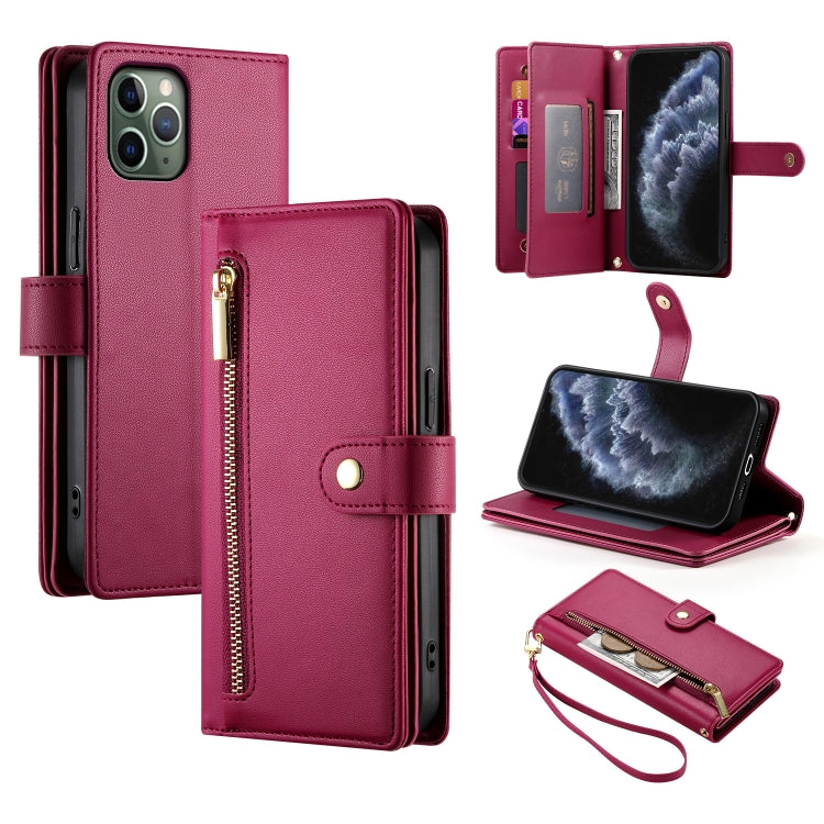 Nine Card-slot Zipper Wallet Bag Leather Phone Case, For iPhone 11 Pro Max, For iPhone 11, For iPhone 11 Pro