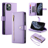 Nine Card-slot Zipper Wallet Bag Leather Phone Case, For iPhone 11 Pro Max, For iPhone 11, For iPhone 11 Pro
