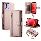 Nine Card-slot Zipper Wallet Bag Leather Phone Case, For iPhone 14 Pro Max, For iPhone 13 Pro Max, For iPhone 13 Pro, For iPhone 13, For iPhone 13 mini, For iPhone 12 / 12 Pro, For iPhone 12 Pro Max, For iPhone 12 mini