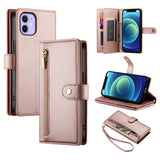 Nine Card-slot Zipper Wallet Bag Leather Phone Case, For iPhone 14 Pro Max, For iPhone 13 Pro Max, For iPhone 13 Pro, For iPhone 13, For iPhone 13 mini, For iPhone 12 / 12 Pro, For iPhone 12 Pro Max, For iPhone 12 mini