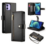 Nine Card-slot Zipper Wallet Bag Leather Phone Case, For iPhone 14 Pro Max, For iPhone 13 Pro Max, For iPhone 13 Pro, For iPhone 13, For iPhone 13 mini, For iPhone 12 / 12 Pro, For iPhone 12 Pro Max, For iPhone 12 mini