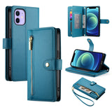 Nine Card-slot Zipper Wallet Bag Leather Phone Case, For iPhone 14 Pro Max, For iPhone 13 Pro Max, For iPhone 13 Pro, For iPhone 13, For iPhone 13 mini, For iPhone 12 / 12 Pro, For iPhone 12 Pro Max, For iPhone 12 mini