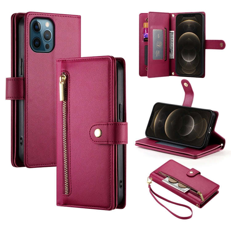 Nine Card-slot Zipper Wallet Bag Leather Phone Case, For iPhone 14 Pro Max, For iPhone 13 Pro Max, For iPhone 13 Pro, For iPhone 13, For iPhone 13 mini, For iPhone 12 / 12 Pro, For iPhone 12 Pro Max, For iPhone 12 mini