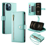 Nine Card-slot Zipper Wallet Bag Leather Phone Case, For iPhone 14 Pro Max, For iPhone 13 Pro Max, For iPhone 13 Pro, For iPhone 13, For iPhone 13 mini, For iPhone 12 / 12 Pro, For iPhone 12 Pro Max, For iPhone 12 mini