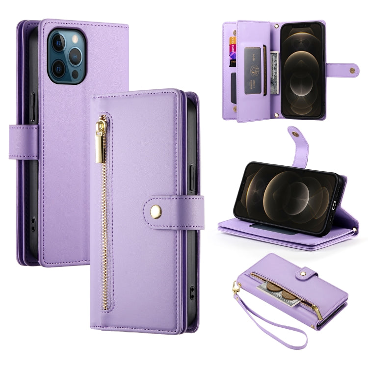 Nine Card-slot Zipper Wallet Bag Leather Phone Case, For iPhone 14 Pro Max, For iPhone 13 Pro Max, For iPhone 13 Pro, For iPhone 13, For iPhone 13 mini, For iPhone 12 / 12 Pro, For iPhone 12 Pro Max, For iPhone 12 mini