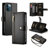 Nine Card-slot Zipper Wallet Bag Leather Phone Case, For iPhone 14 Pro Max, For iPhone 13 Pro Max, For iPhone 13 Pro, For iPhone 13, For iPhone 13 mini, For iPhone 12 / 12 Pro, For iPhone 12 Pro Max, For iPhone 12 mini