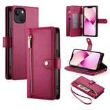 Nine Card-slot Zipper Wallet Bag Leather Phone Case, For iPhone 14 Pro Max, For iPhone 13 Pro Max, For iPhone 13 Pro, For iPhone 13, For iPhone 13 mini, For iPhone 12 / 12 Pro, For iPhone 12 Pro Max, For iPhone 12 mini