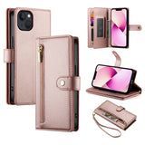 Nine Card-slot Zipper Wallet Bag Leather Phone Case, For iPhone 14 Pro Max, For iPhone 13 Pro Max, For iPhone 13 Pro, For iPhone 13, For iPhone 13 mini, For iPhone 12 / 12 Pro, For iPhone 12 Pro Max, For iPhone 12 mini