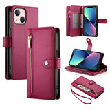 Nine Card-slot Zipper Wallet Bag Leather Phone Case, For iPhone 14 Pro Max, For iPhone 13 Pro Max, For iPhone 13 Pro, For iPhone 13, For iPhone 13 mini, For iPhone 12 / 12 Pro, For iPhone 12 Pro Max, For iPhone 12 mini