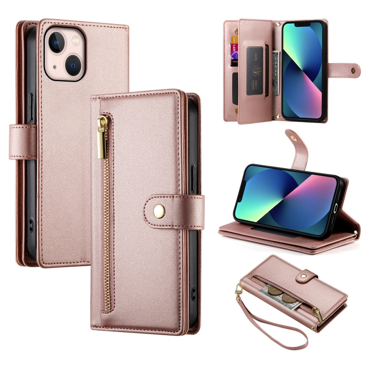 Nine Card-slot Zipper Wallet Bag Leather Phone Case, For iPhone 14 Pro Max, For iPhone 13 Pro Max, For iPhone 13 Pro, For iPhone 13, For iPhone 13 mini, For iPhone 12 / 12 Pro, For iPhone 12 Pro Max, For iPhone 12 mini