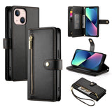 Nine Card-slot Zipper Wallet Bag Leather Phone Case, For iPhone 14 Pro Max, For iPhone 13 Pro Max, For iPhone 13 Pro, For iPhone 13, For iPhone 13 mini, For iPhone 12 / 12 Pro, For iPhone 12 Pro Max, For iPhone 12 mini