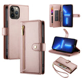 Nine Card-slot Zipper Wallet Bag Leather Phone Case, For iPhone 14 Pro Max, For iPhone 13 Pro Max, For iPhone 13 Pro, For iPhone 13, For iPhone 13 mini, For iPhone 12 / 12 Pro, For iPhone 12 Pro Max, For iPhone 12 mini