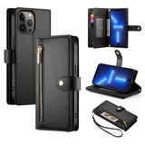 Nine Card-slot Zipper Wallet Bag Leather Phone Case, For iPhone 14 Pro Max, For iPhone 13 Pro Max, For iPhone 13 Pro, For iPhone 13, For iPhone 13 mini, For iPhone 12 / 12 Pro, For iPhone 12 Pro Max, For iPhone 12 mini