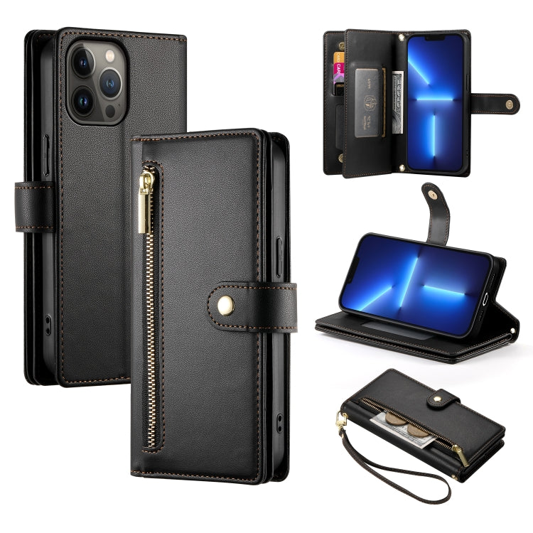Nine Card-slot Zipper Wallet Bag Leather Phone Case, For iPhone 14 Pro Max, For iPhone 13 Pro Max, For iPhone 13 Pro, For iPhone 13, For iPhone 13 mini, For iPhone 12 / 12 Pro, For iPhone 12 Pro Max, For iPhone 12 mini