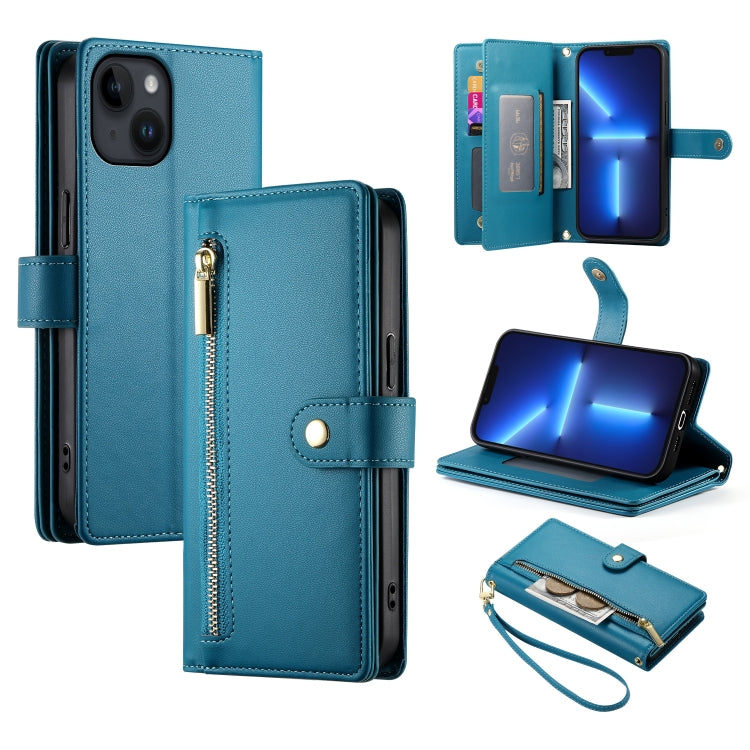 Nine Card-slot Zipper Wallet Bag Leather Phone Case, For iPhone 14 Pro Max, For iPhone 13 Pro Max, For iPhone 13 Pro, For iPhone 13, For iPhone 13 mini, For iPhone 12 / 12 Pro, For iPhone 12 Pro Max, For iPhone 12 mini